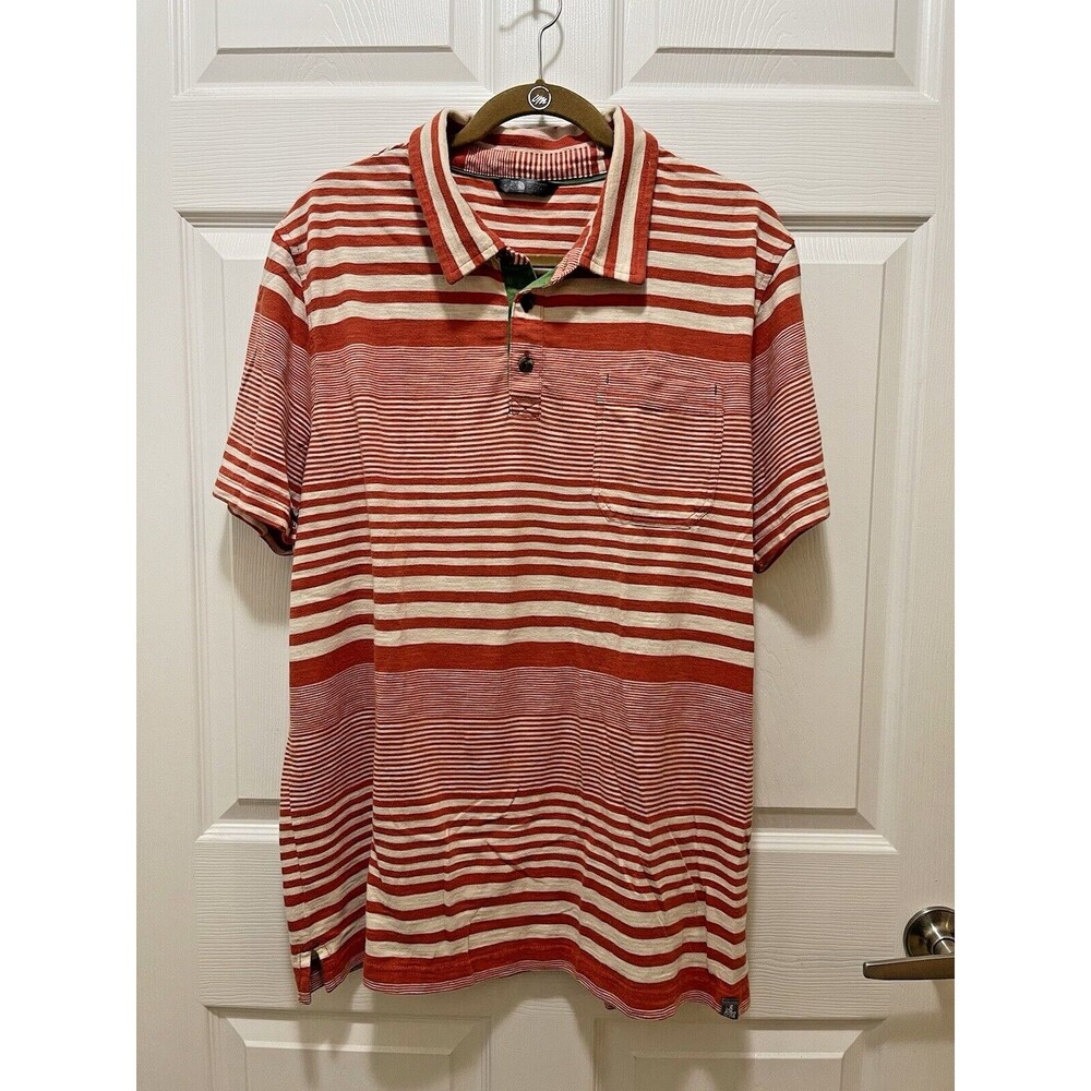 The North Face Men's Polo Shirt XL Short Sleeve Stripe Cotton Orange White